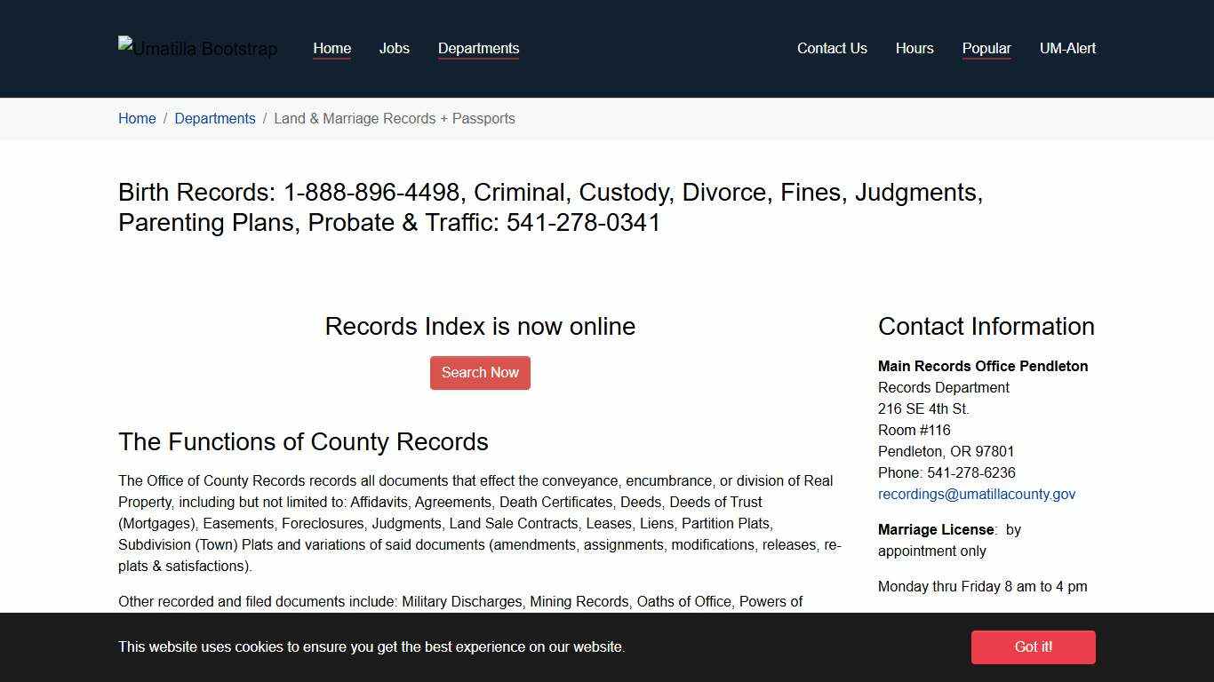 Land & Marriage Records + Passports - Umatilla County