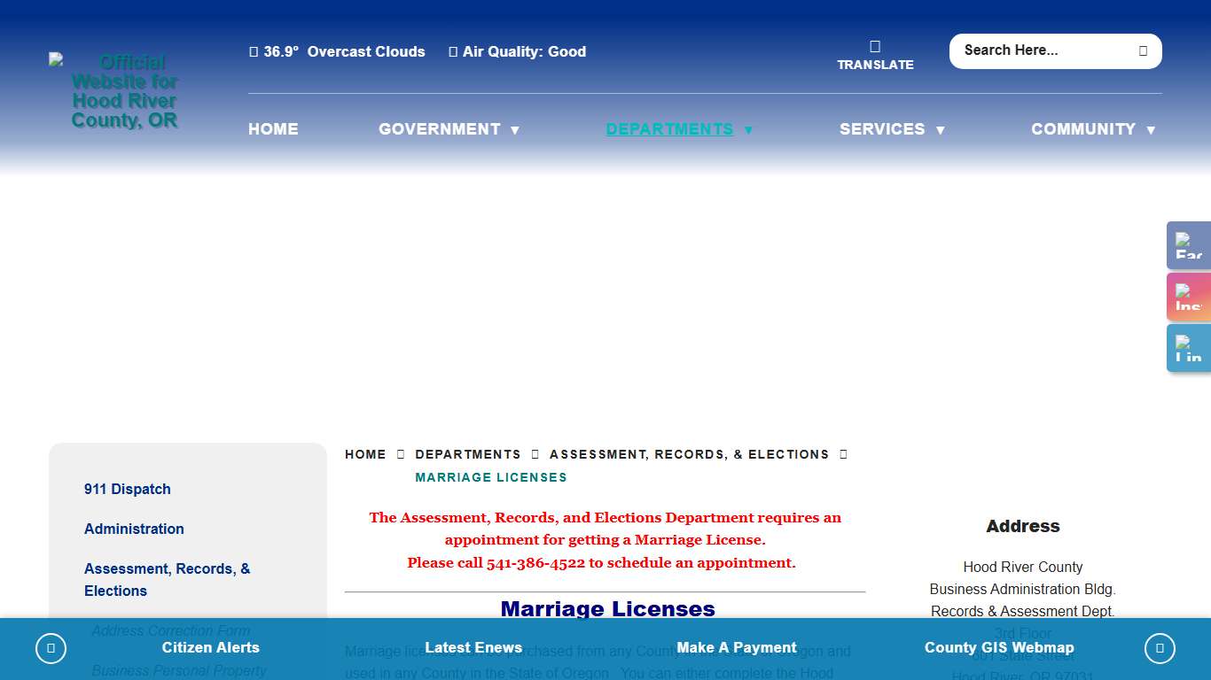 Marriage Licenses - Official Website for Hood River County, OR
